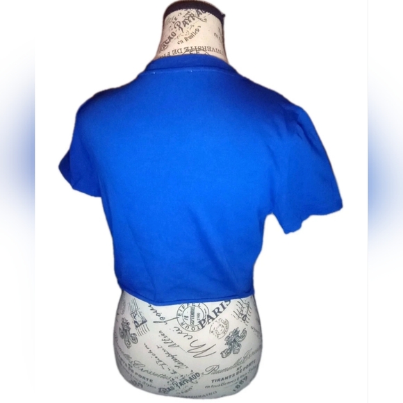 Love J Royal Blue Shredded Crop Top - Picture 3 of 10